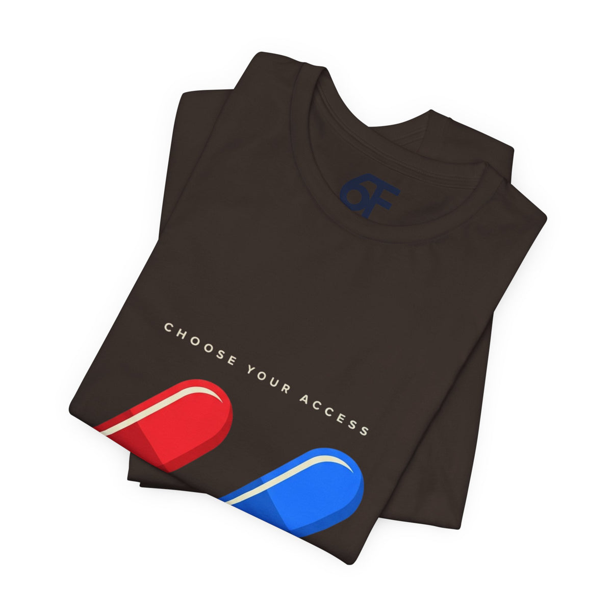 Pill Pair Graphic Tee — Red & Blue Capsule Minimalist T‑Shirt