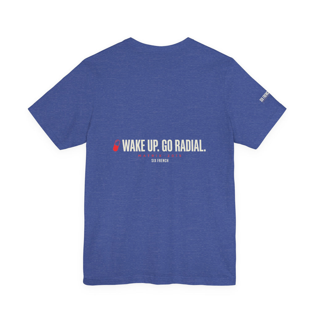 Pill Pair Graphic Tee — Red & Blue Capsule Minimalist T‑Shirt
