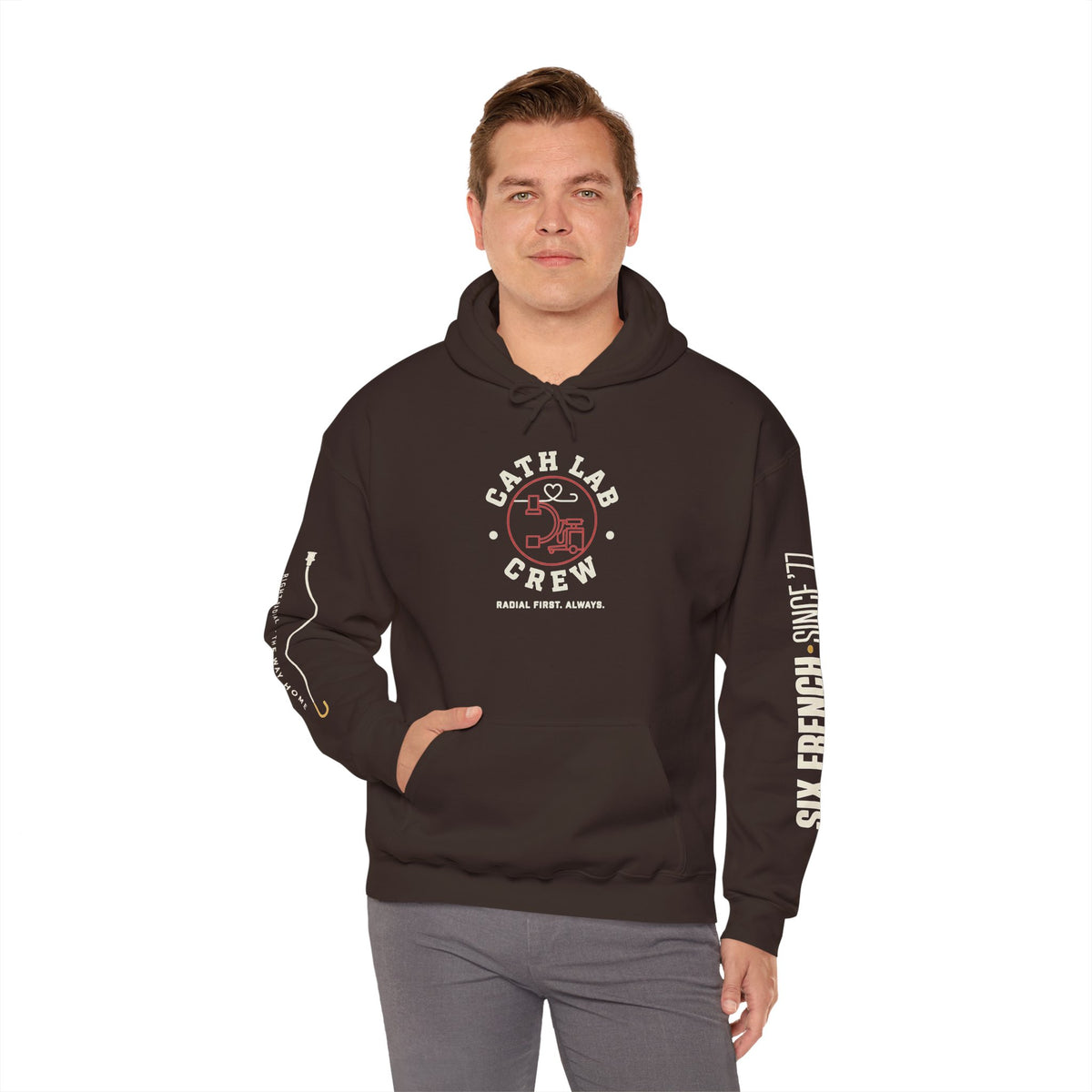 Cat Lab Crew Hoodie — Vintage Varsity Pullover with 6F Logo